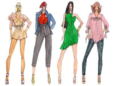 Illustrated women with 80s clothes and 80s perfume from Surrender to Chance